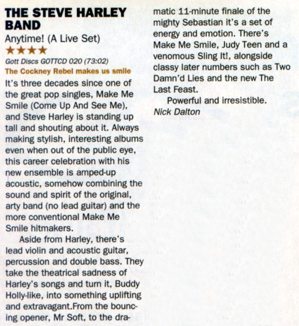 Record Collector Interview with Steve and review of Anytime! (A Live Set)